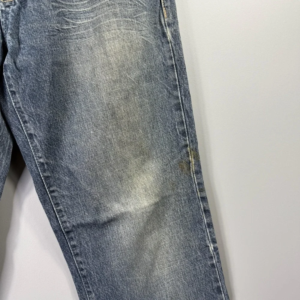 Marc Ecko Jeans Mens 34x32 Blue Medium Wash Denim Bootcut Embroidered Pockets